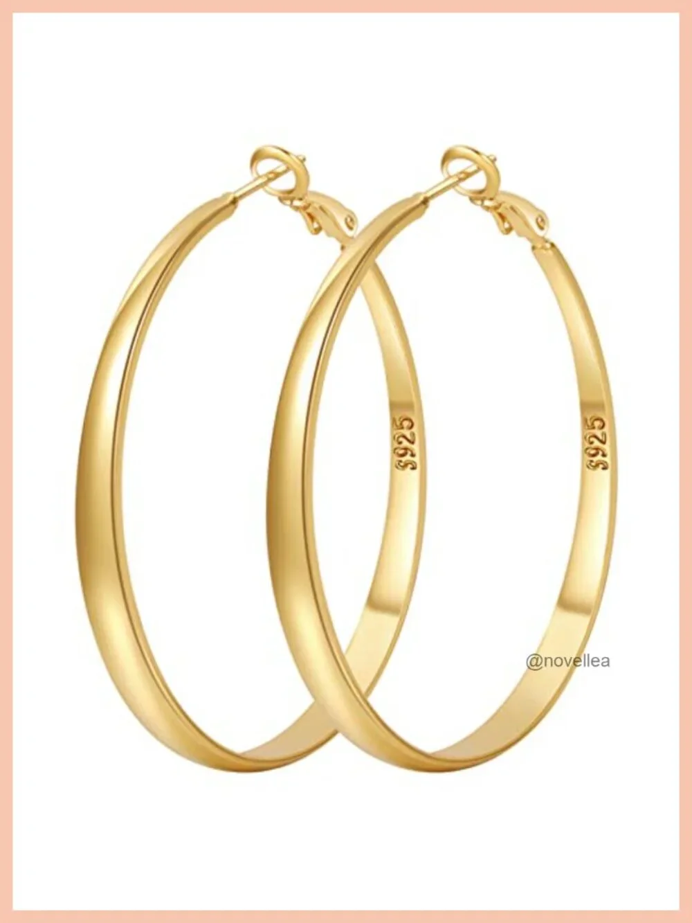 925 Sterling Silver Large Hoop Earrings Hypoallergenic Thin Lightweight for